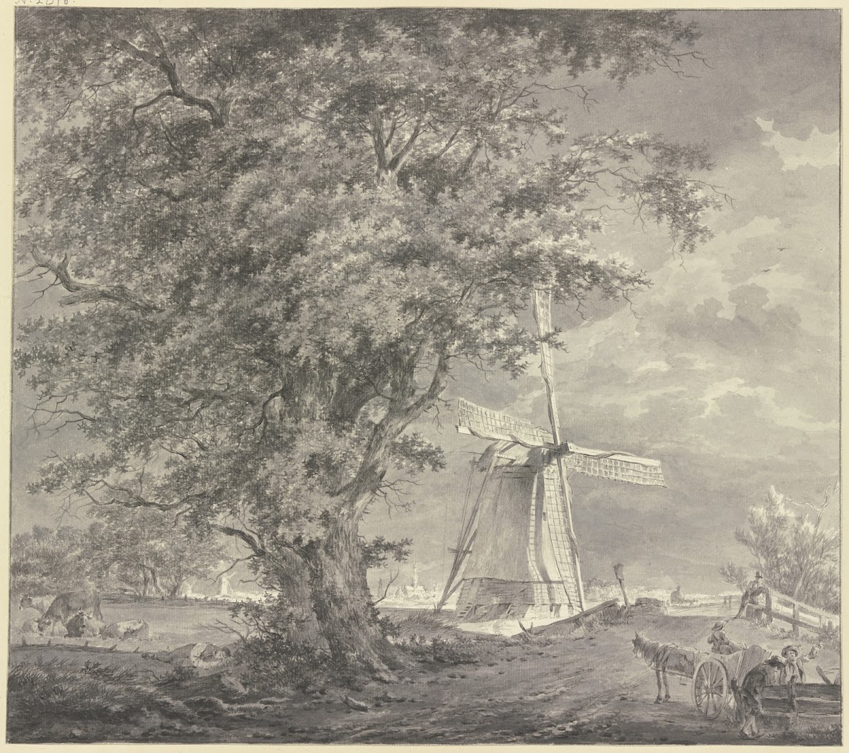 Windmühle bei einem Eichbaum