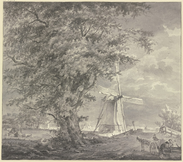 Windmühle bei einem Eichbaum