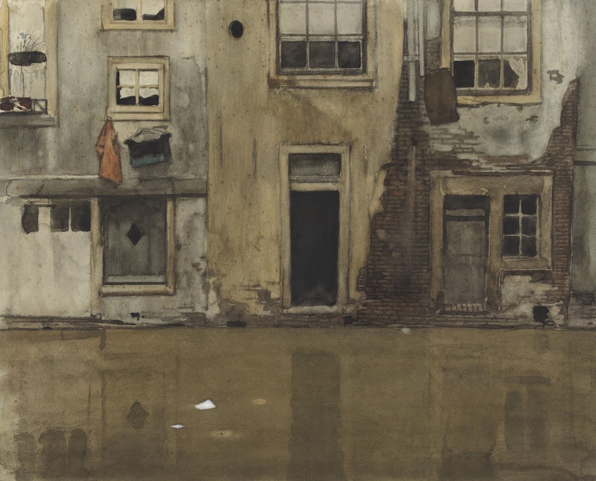 Huizen aan een gracht c 1870   c 1923