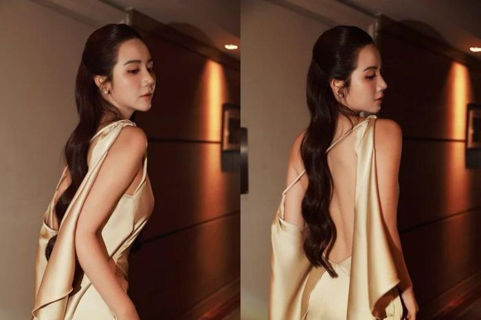 Phan Minh Huyền diện váy lụa, khoe lưng ong nõn nà - Báo Tri thức &amp; Cuộc sống