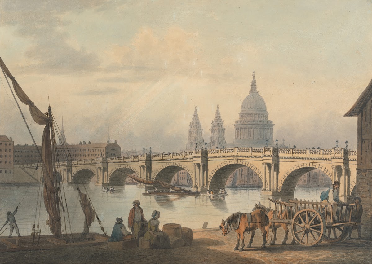 Blackfriars Bridge and St Pauls ca 1790