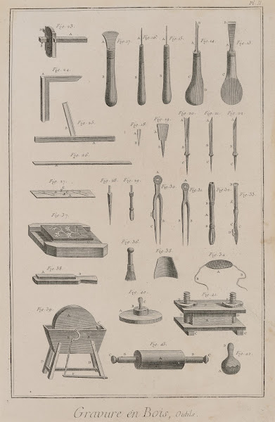 Gravure en Bois outils 1750