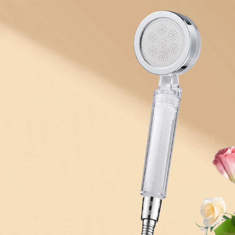 Handheld shower with filter and pressure booster