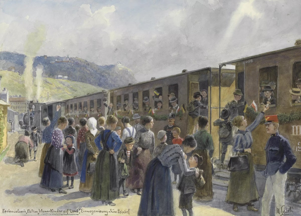 Feriencolonie Action Wiener Kinder aufs Land Einwagonierung a Fr Jos Bahnhof 191