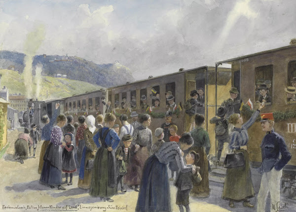 Feriencolonie Action Wiener Kinder aufs Land Einwagonierung a Fr Jos Bahnhof 191