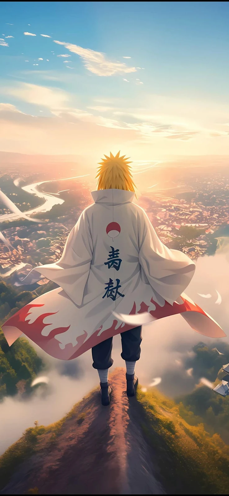 Minato Namikaze, Fourth Hokage, Anime Scenery, Naruto Shippuden Full HD iPhone Wallpaper Background (1179x2556)