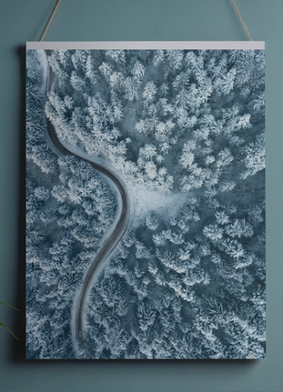 Winter's Quiet Path Snow road Wall Art 