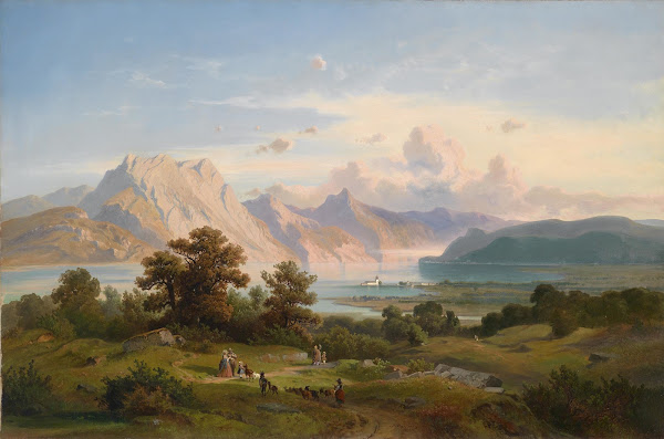 Blick auf Schloss Orth am Traunsee 1863