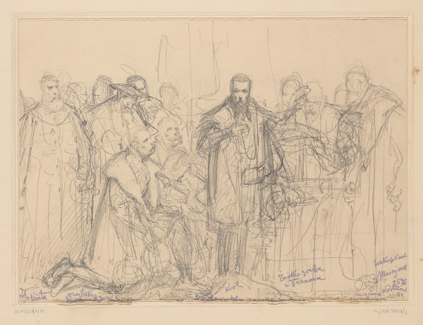 Begging Sigismund Augustus to leave Barbara conceptual sketch 1862