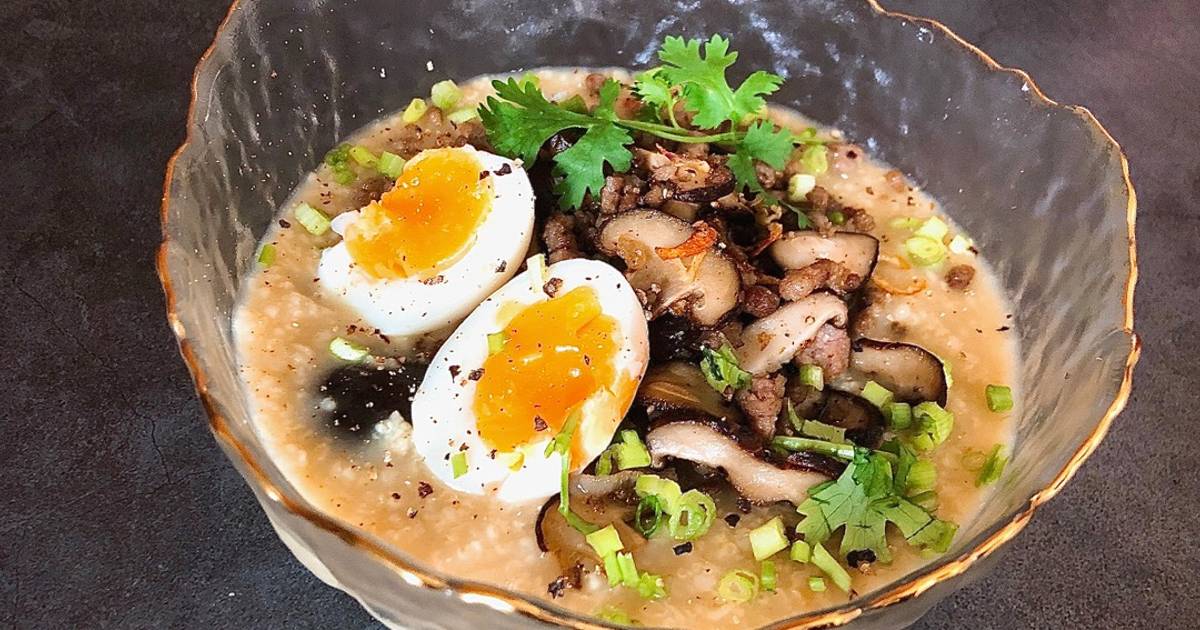Eatclean / Cháo Yến Mạch Thịt Bằm Nấm + Trứng Lòng Đào