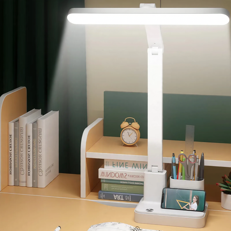 LED-Schreibtischlampe mit Vollspektrumlicht und Uhranzeige