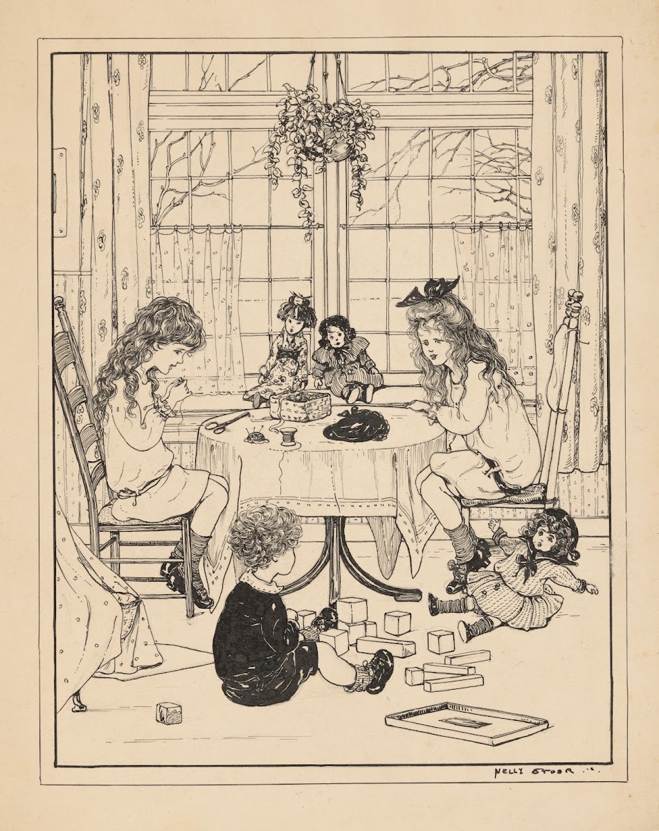 Spelende kinderen in een interieur 1918