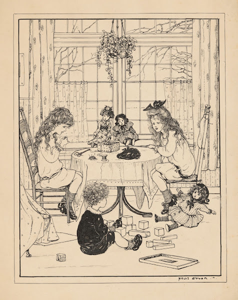 Spelende kinderen in een interieur 1918