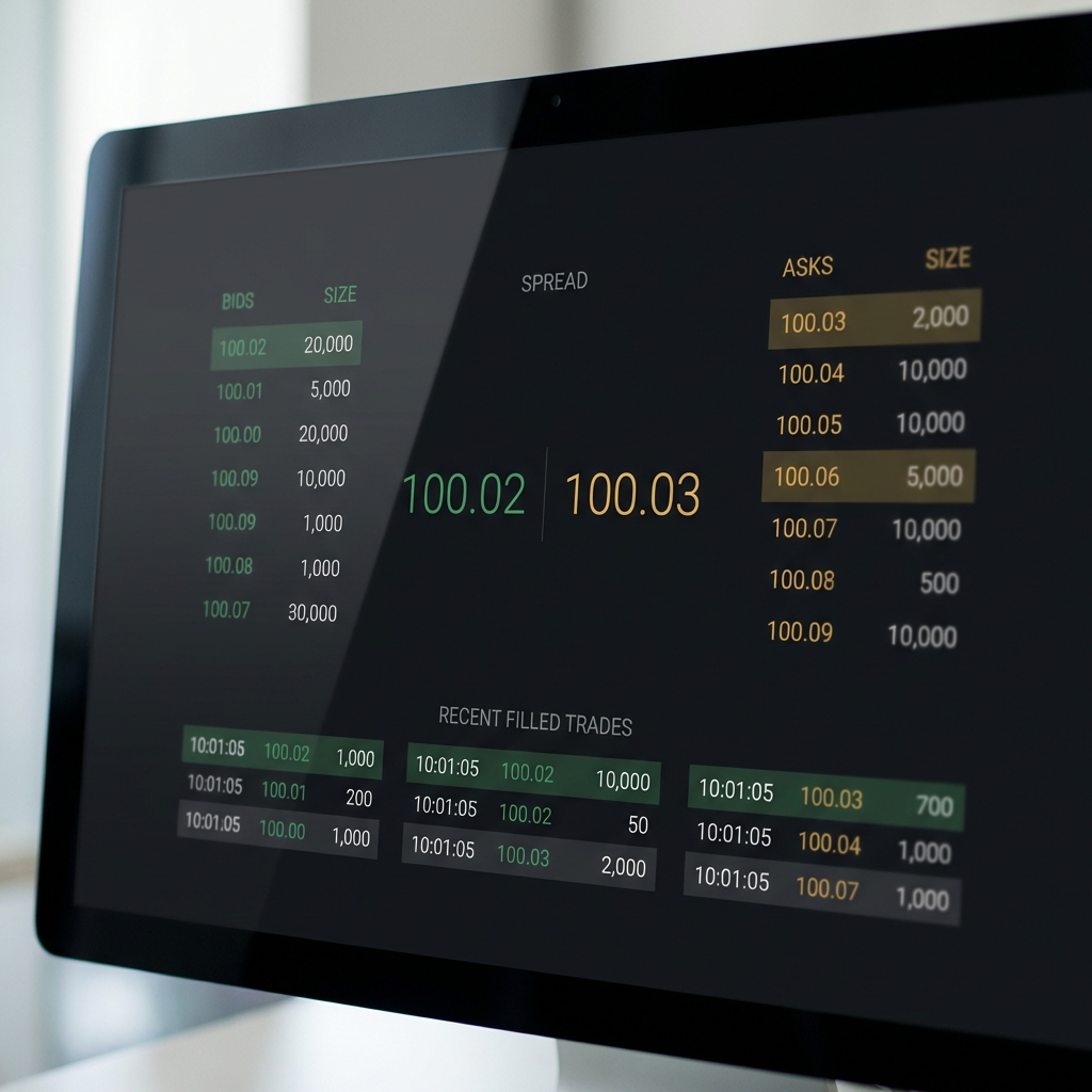 Close up of trader screen showing order book and filled trades highlighting tight spreads on a Finance Police themed interface best crypto exchange for day trading