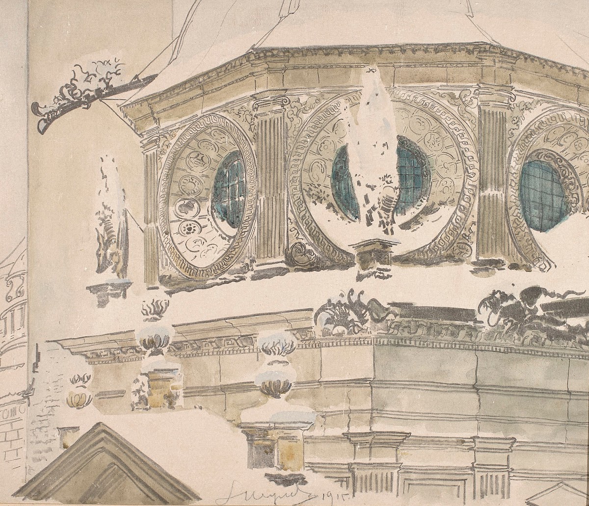 Drum of the cupola of Sigismund Chapel 1915