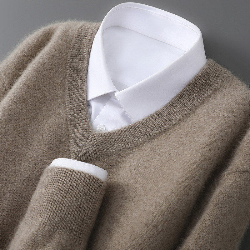 Men's Wool Sweater, V-Neck, Long Sleeve
