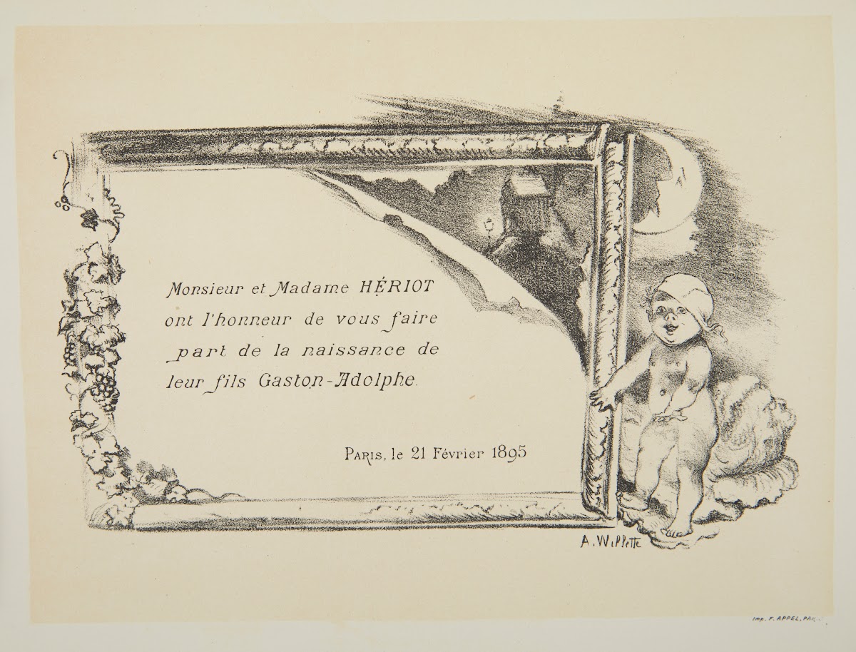 Invitation from Mr and Mrs Heriot to the christening of their son Gaston Adolphe