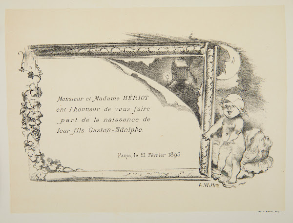 Invitation from Mr and Mrs Heriot to the christening of their son Gaston Adolphe