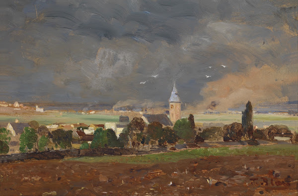 Dorflandschaft vor dem Unwetter