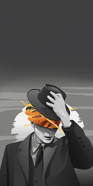 Oppenheimer, Illustration, Fedora, Suit 4K iPhone Wallpaper Background