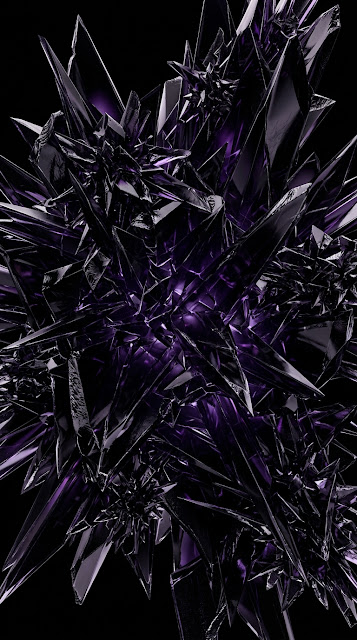 Abstract Sharp Obsidian Glass Shards in Fractal Arrangement - Free mobile Wallpaper