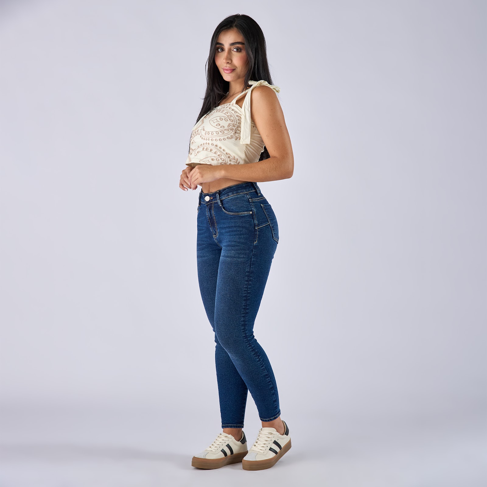 Jean dama skinny tiro medio licrado - Vista 2