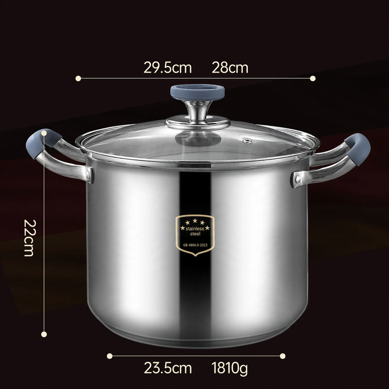 Stainless Steel Soup Pot 24 cm with Glass Lid