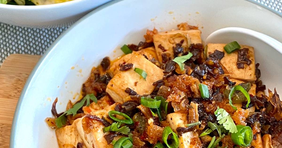 Đậu hủ sốt nấm sa tế chay+ rau xào