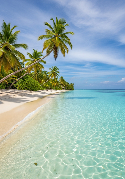 Pristine Tropical Beach with Palm Trees