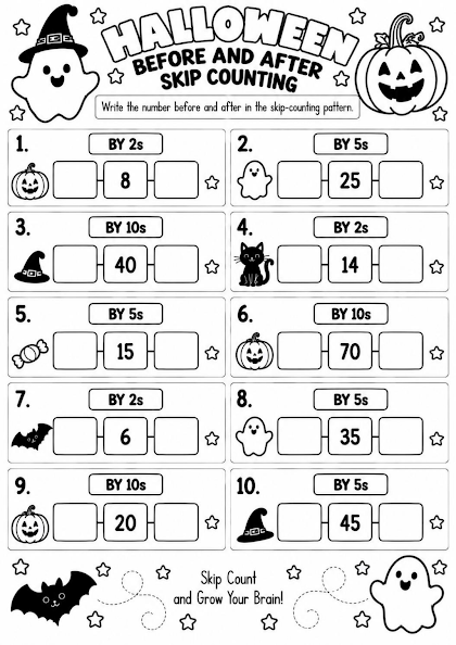 HALLOWEEN BEFORE AND AFTER SKIP COUNTING