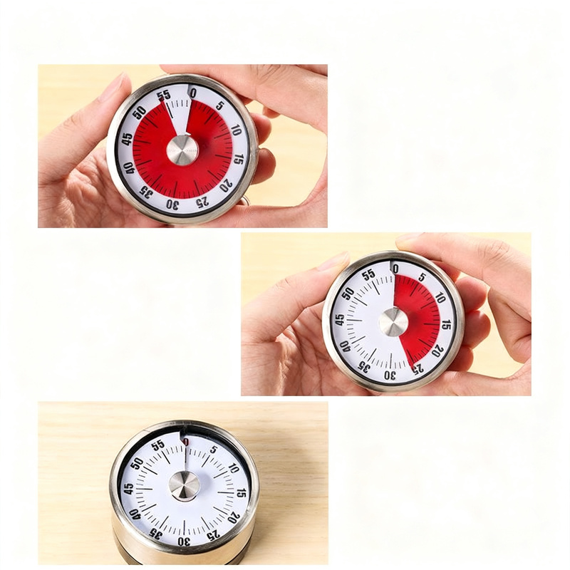 Mechanical kitchen timer with magnetic holder
