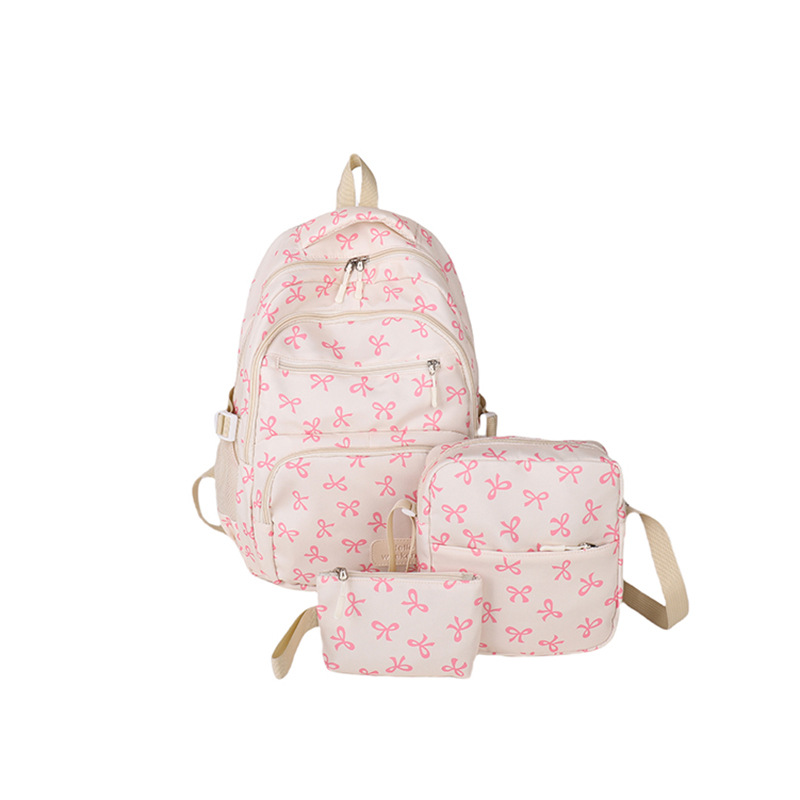 Three-piece nylon backpack set, large and versatile