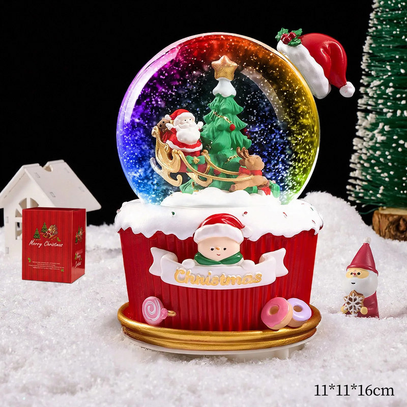 Weihnachtliche Schneekugel mit Spieluhr und Kutschen-Design