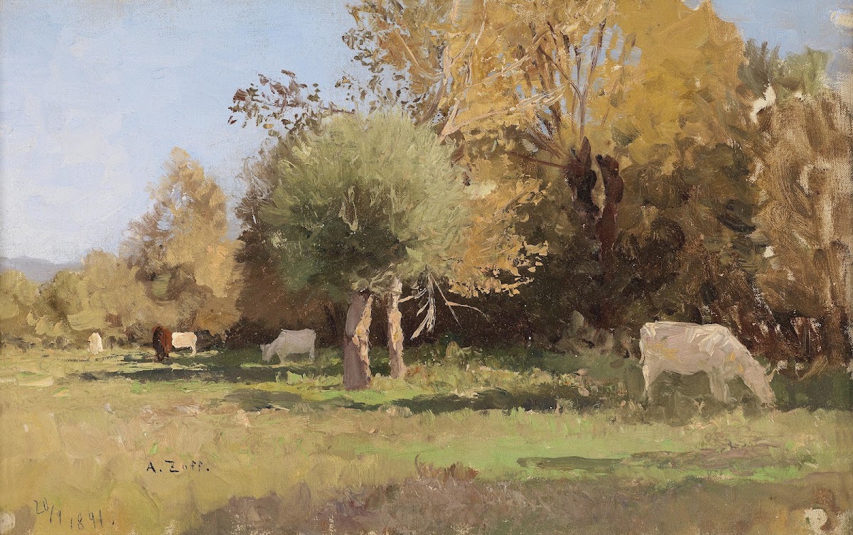 Sommerlandschaft mit Kühen 1891