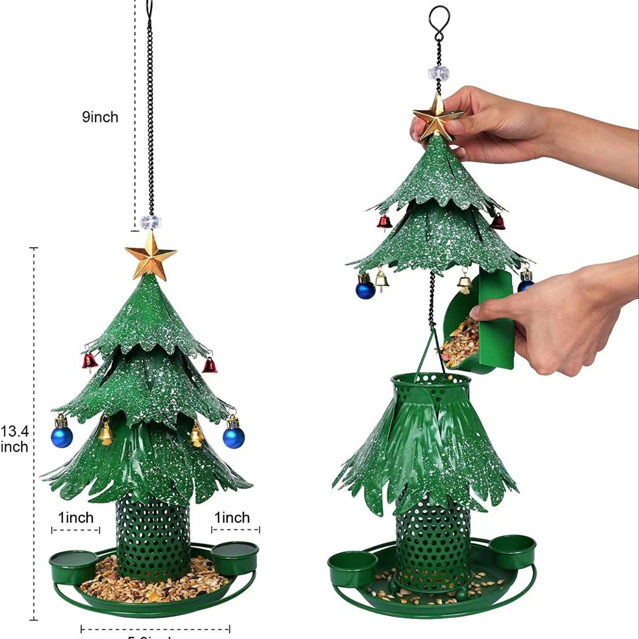 Weihnachtsbaum-Vogelhaus aus Eisen zum Aufhängen
