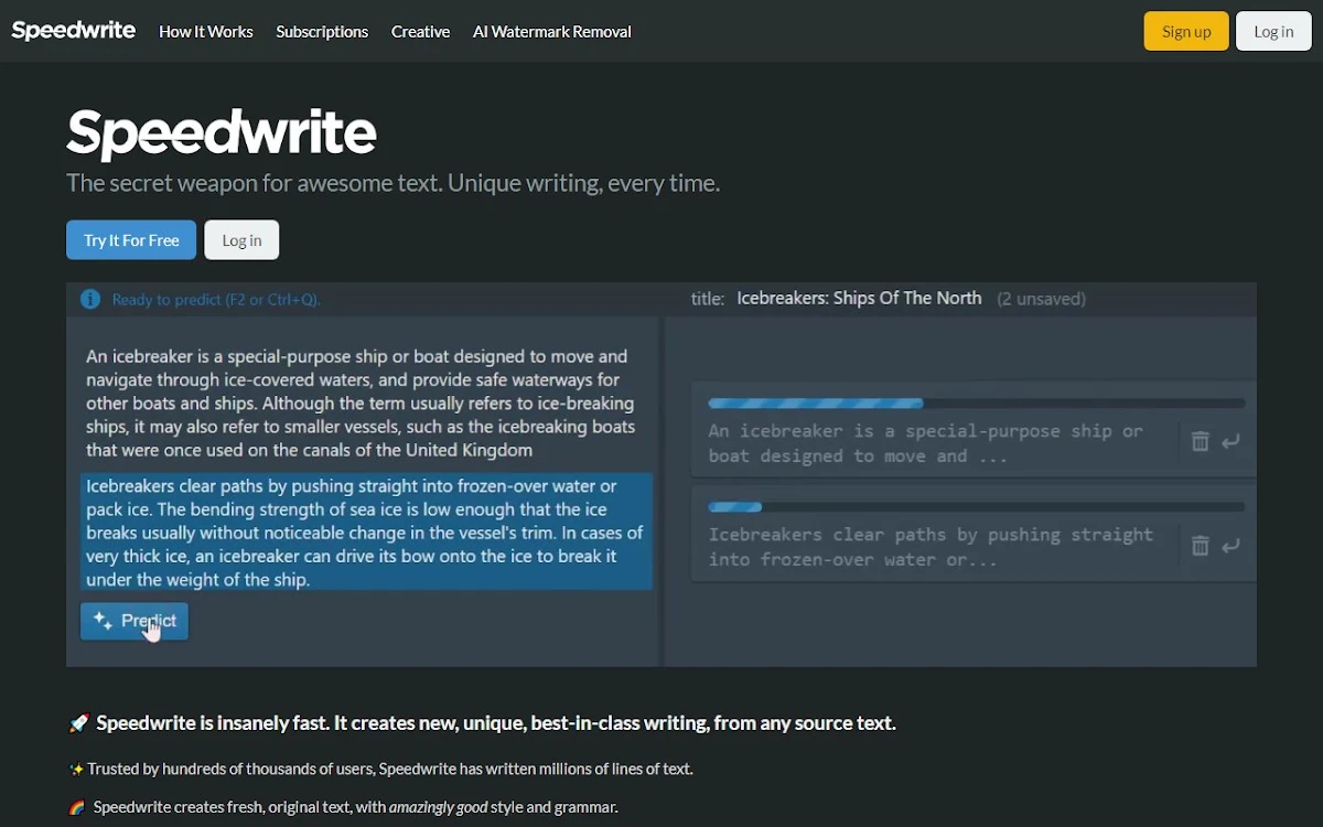 Captura de Speedwrite