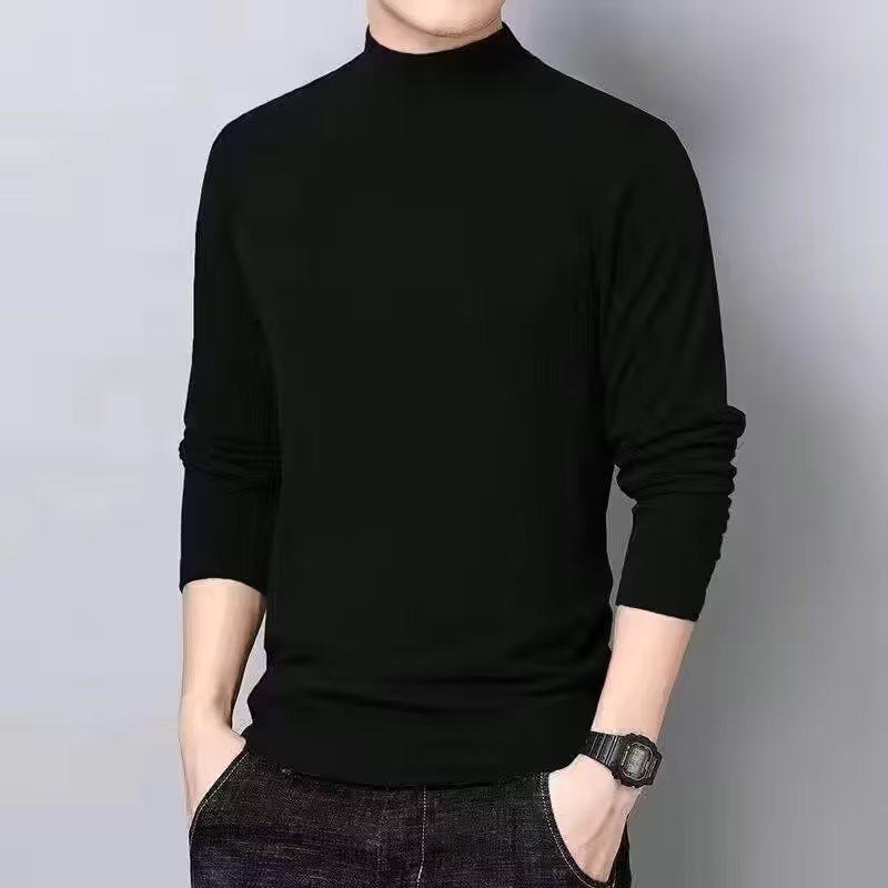 Men's long sleeve shirt with stand-up collar, lined