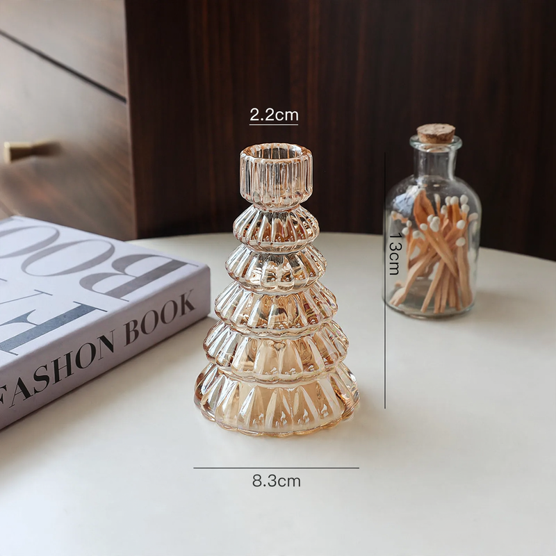European Glass Table Candle Holder in Christmas Tree Shape