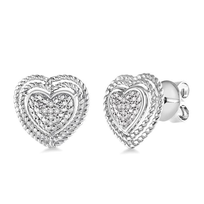 Silver Heart Shape Diamond Fashion Earrings
