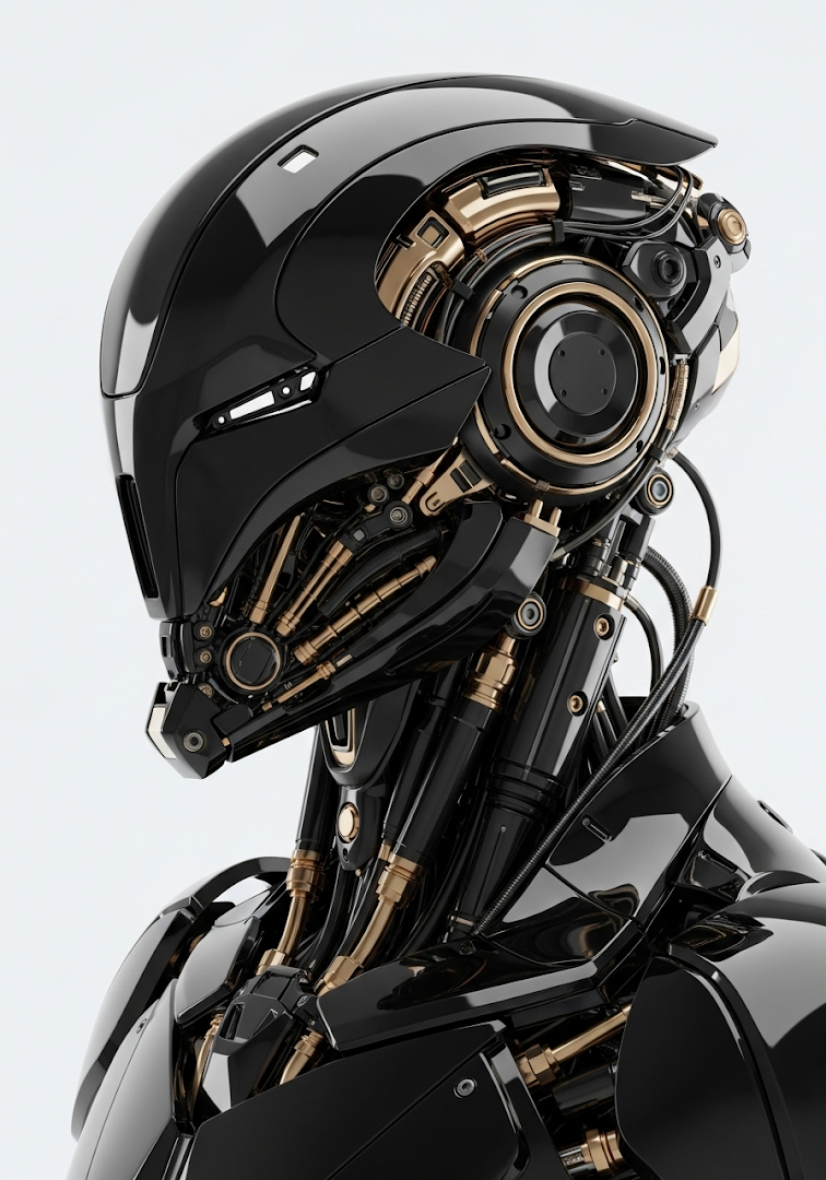 Cybernetic Robot Head Intricate Tech Detail Profile