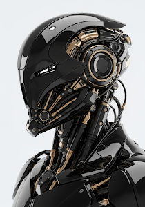Cybernetic Robot Head Intricate Tech Detail Profile