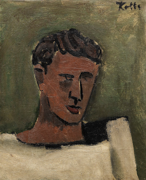 Brustbild eines jungen Mannes im weissen Hemd 1928