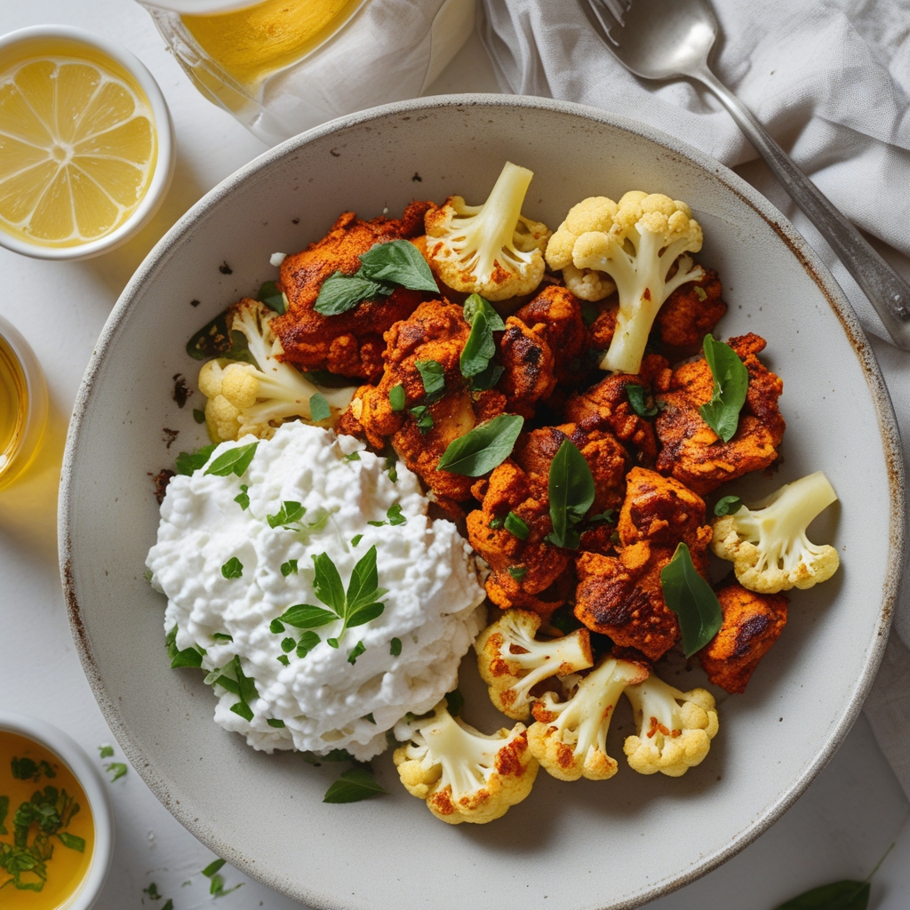 Spicy Sheet Pan Harissa Chicken & Cauliflower with Creamy Whipped Feta
