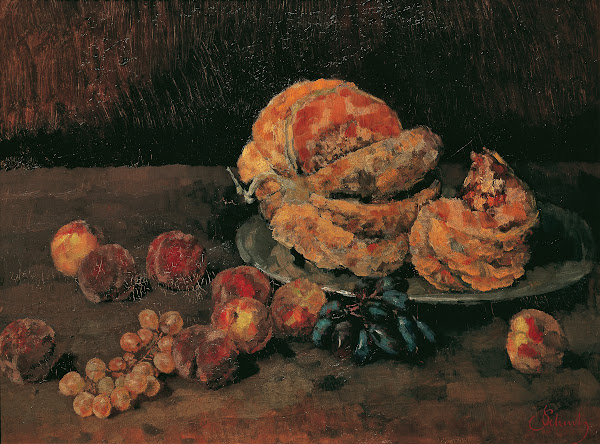 Stillleben mit Kürbis Pfirsich und Weintrauben 1884