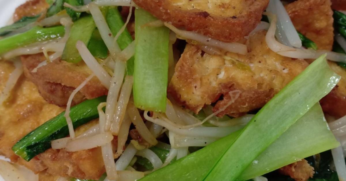 Tàu hủ non xào rau