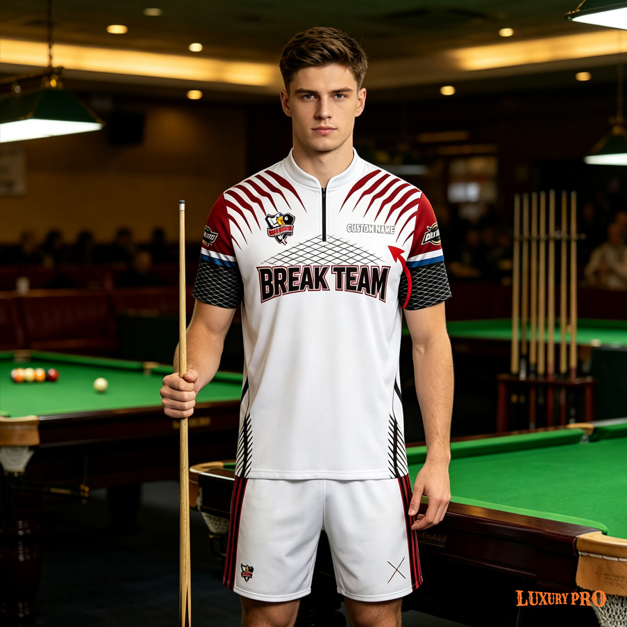 Stand-up Collar Zip-up Polo Shirt + Plain Beach Shorts - Bird's-eye Fabric