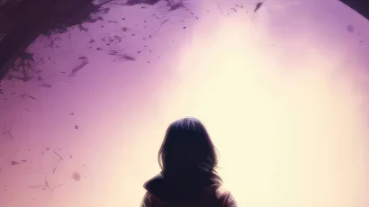 Girl Walking Through Portal 4K iPhone Wallpaper Background