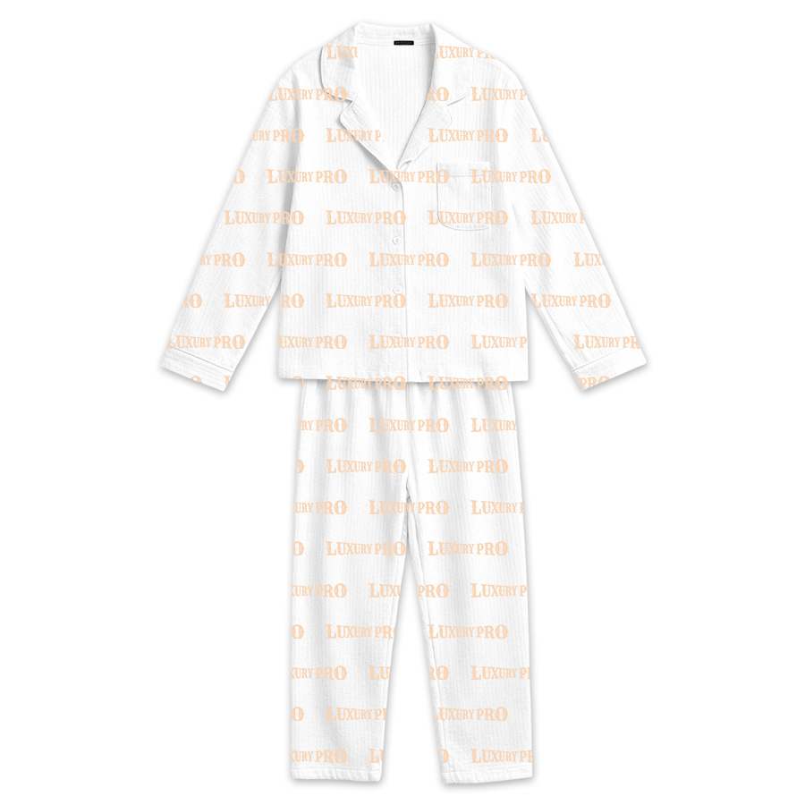 AOP HY Long Sleeve Shirt and Pants Pajama Set Women Waffle
