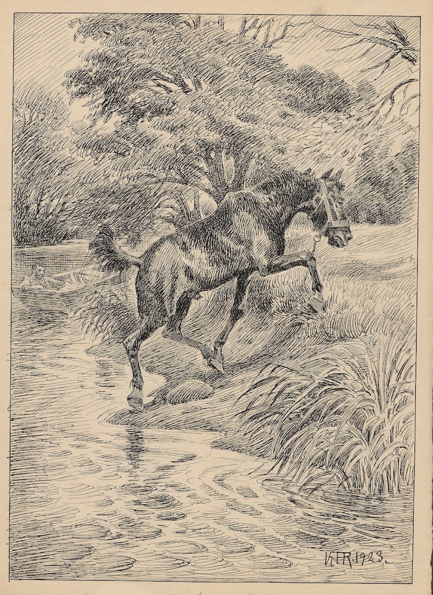 Horse trotting away from the lake 1923