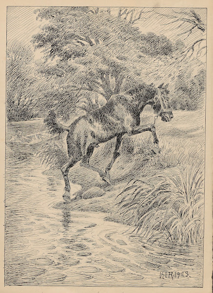 Horse trotting away from the lake 1923